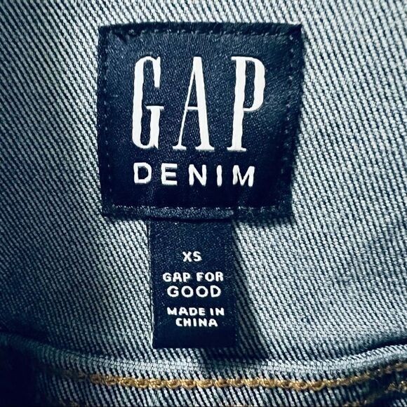 Gap Denim blue jean long sleeve crop distressed button up pockets jacket coat XS - Picture 5 of 6